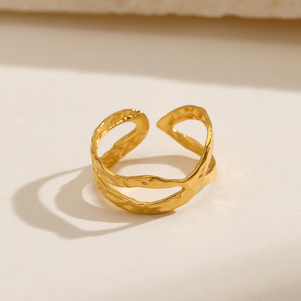 European and American fashion personality simple line cross opening ring