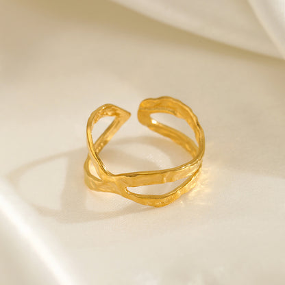 European and American fashion personality simple line cross opening ring