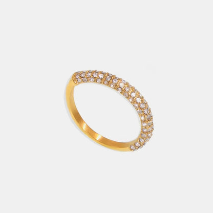 Zircon Light Luxury Ring Stainless Steel PVD Plated Finger Ring Jewelry